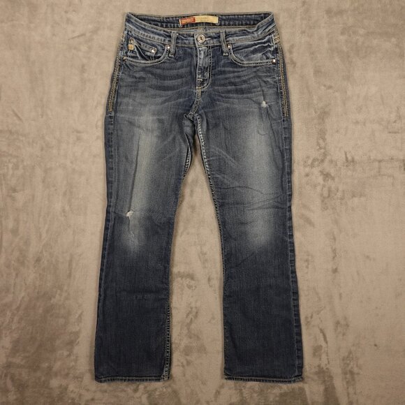 Big Star Hazel Curvy Fit Bootcut Jeans | Size 29R | Medium Wash | Distressed Det - Picture 1 of 14